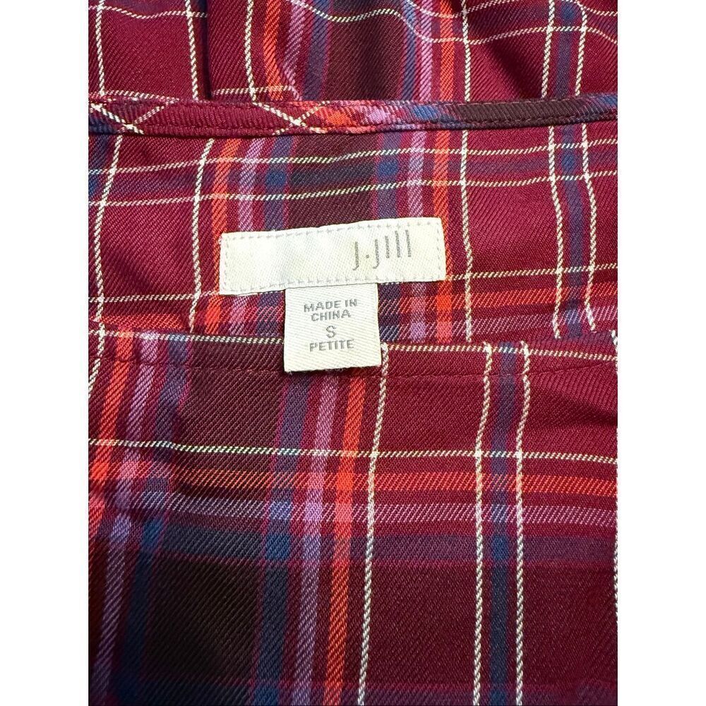 J. Jill Burgundy Red Purple Plaid Boat Neck Tunic Top Size Petite Small - Picture 5 of 8